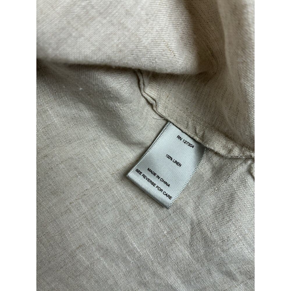 John Mark L Oatmeal 100% Linen Tie Front Button Shirt Coastal Grandmother Boho - Picture 4 of 6